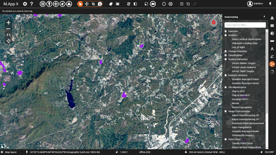 M.App X interface cartographique vue satellite