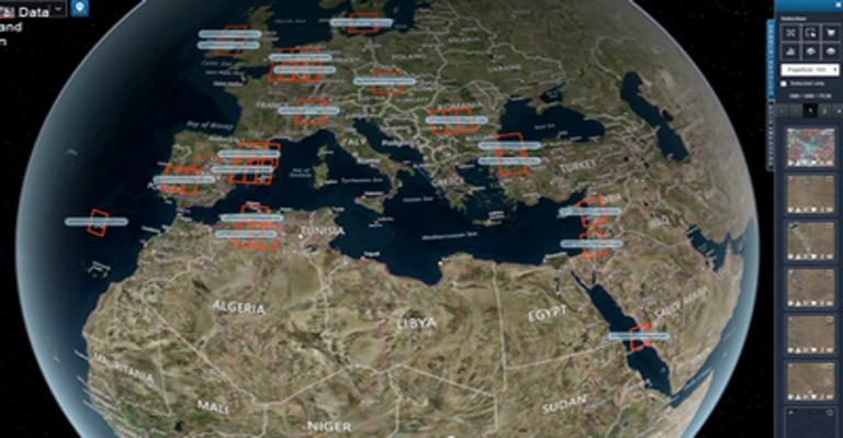 Interface Erdas Apollo, globe terrestre en 3D