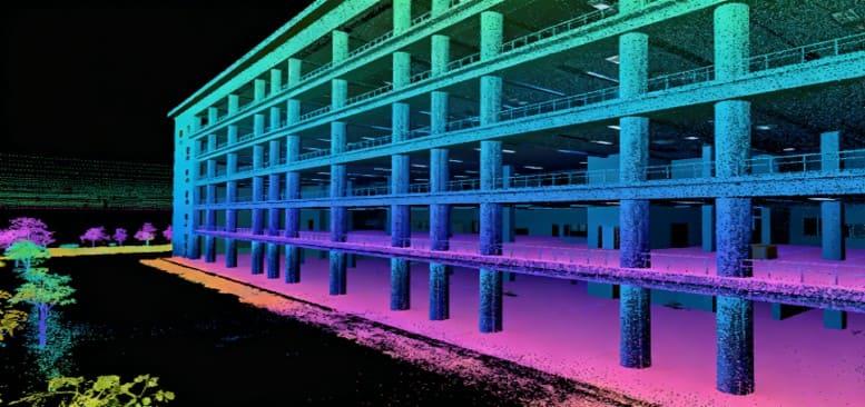 Nuage de point d'un bâtiment scanné avec le RS7